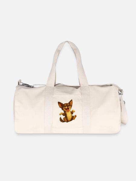 Laughing Chihuahua Cartoon Dog - Recycled Canvas Sports Bag by Stanley/Stella - natural