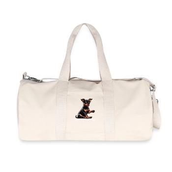 Parlez à la patte Pinscher miniature Pinscher Minpin - Sac de sport en toile recyclée Stanley/Stella - blanc naturel - Devant
