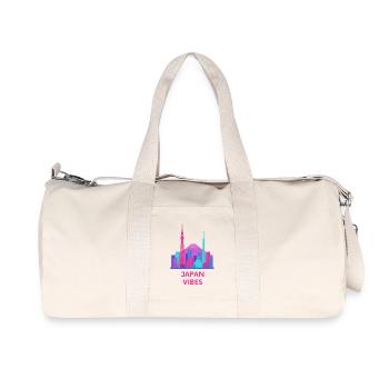 Japan Vibes Neon Skyline Silhouette - Recycled Canvas Sports Bag by Stanley/Stella - natural - Front