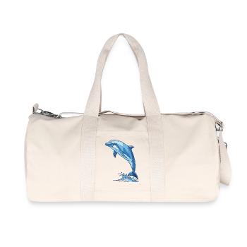 Geometrischer Delfin in Blau - Recycelte Canvas-Sporttasche von Stanley/Stella - Naturweiß - Vorne