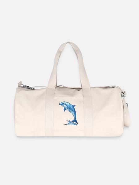 Geometrischer Delfin in Blau - Recycelte Canvas-Sporttasche von Stanley/Stella - Naturweiß