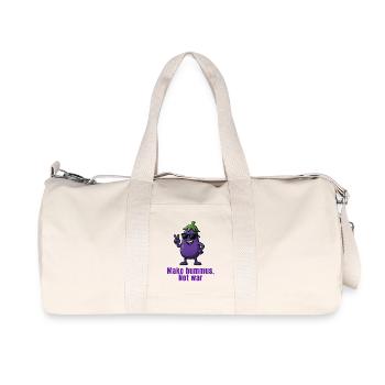 Hummus - Eggplant Cartoon Caricature - Recycled Canvas Sports Bag by Stanley/Stella - natural - Front