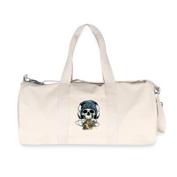Skull with headphones and flowers - Recycled Canvas Sports Bag by Stanley/Stella - natural - Front