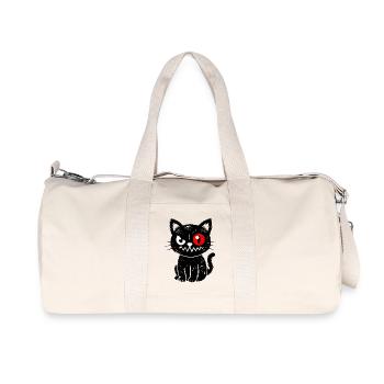 Black cat with red eye sitting - Recycled Canvas Sports Bag by Stanley/Stella - natural - Front