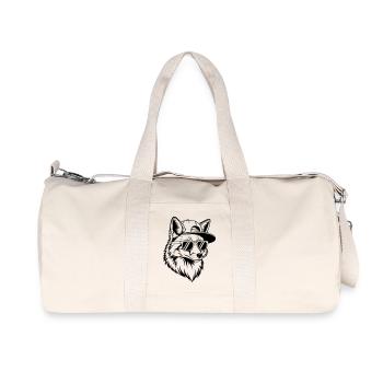 Cool fox with cap and sunglasses - Recycled Canvas Sports Bag by Stanley/Stella - natural - Front