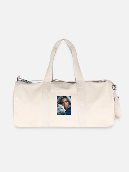 Winter Wolf Woman Portrait - Recycled Canvas Sports Bag by Stanley/Stella - natural