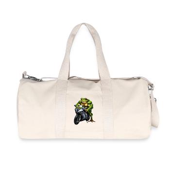 Muskel-Frosch auf Motorrad - Recycelte Canvas-Sporttasche von Stanley/Stella - Naturweiß - Vorne