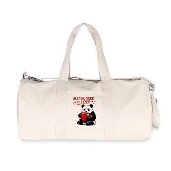 Panda Heart Love Motif - Recycled Canvas Sports Bag by Stanley/Stella - natural - Front