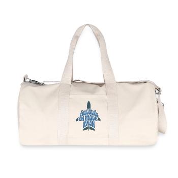 FLUGZEUGMODUS – lass uns reden. - Recycelte Canvas-Sporttasche von Stanley/Stella - Naturweiß - Vorne