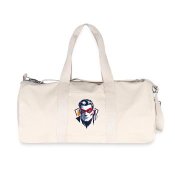 Hero Portrait Red Mask Comic Superhero Character - Recycled Canvas Sports Bag by Stanley/Stella - natural - Front