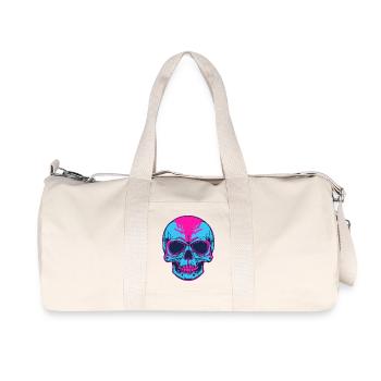 Neon Schädel Pink Blau - Recycelte Canvas-Sporttasche von Stanley/Stella - Naturweiß - Vorne