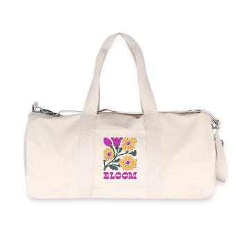 Blumen Pop Neon Pink - Recycelte Canvas-Sporttasche von Stanley/Stella - Naturweiß - Vorne