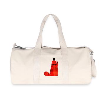 Red cat with bow tie and top hat - Recycled Canvas Sports Bag by Stanley/Stella - natural - Front