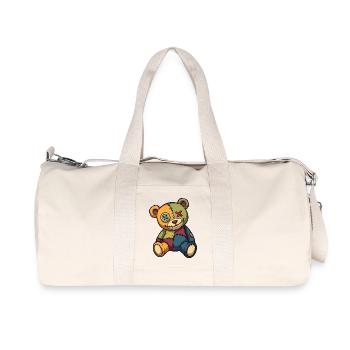 Patchwork Teddybär Unikat aus Flicken Knopfauge - Recycelte Canvas-Sporttasche von Stanley/Stella - Naturweiß - Vorne