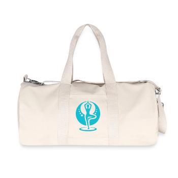 Yogische Silhouette im Kreis - Recycelte Canvas-Sporttasche von Stanley/Stella - Naturweiß - Vorne