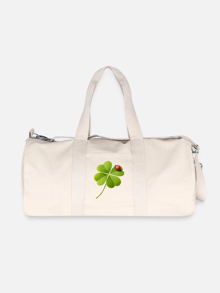 Vierblättriger Klee mit Marienkäfer - Recycelte Canvas-Sporttasche von Stanley/Stella - Naturweiß