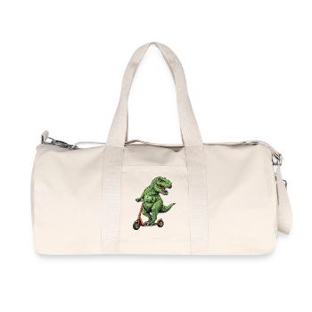 Dinosaur Scooter T-Rex on Scooter Gifts - Recycled Canvas Sports Bag by Stanley/Stella - natural - Front