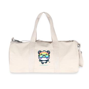 Regenbogen Panda Sonnenbrille Sommer Bär - Recycelte Canvas-Sporttasche von Stanley/Stella - Naturweiß - Vorne