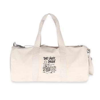 dat läuft digga strandkorb chillen urlaub meer  - Recycelte Canvas-Sporttasche von Stanley/Stella - Naturweiß - Vorne