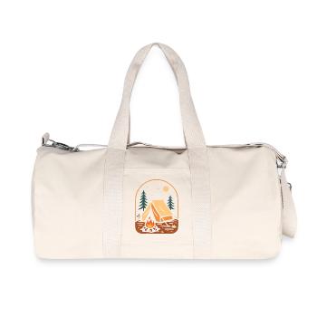 Nighttime tent camp by the fire - Recycled Canvas Sports Bag by Stanley/Stella - natural - Front
