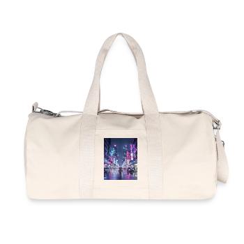 Neon Rain Cityscape - Recycled Canvas Sports Bag by Stanley/Stella - natural - Front
