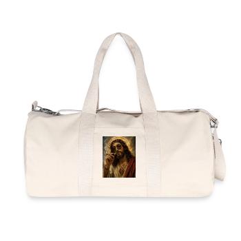 Jesus Smoking a Joint Humor - Recycled Canvas Sports Bag by Stanley/Stella - natural - Front