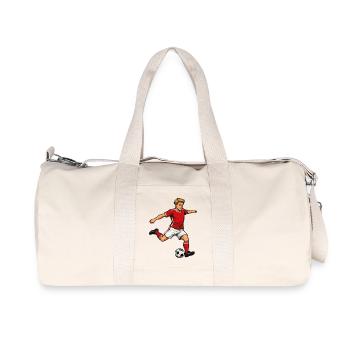 Fußballer im Sprung - Recycelte Canvas-Sporttasche von Stanley/Stella - Naturweiß - Vorne
