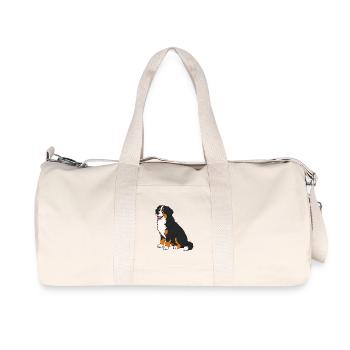 Chien de dessin animé heureux avec une tache orange - Sac de sport en toile recyclée Stanley/Stella - blanc naturel - Devant