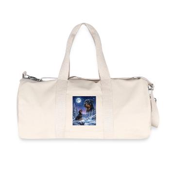 Howling to the Moon Meme Hund Rottweiler - Recycelte Canvas-Sporttasche von Stanley/Stella - Naturweiß - Vorne