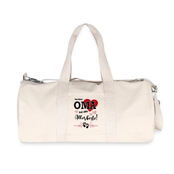 Meine Oma ist die beste Baby Säugling Füße - Recycelte Canvas-Sporttasche von Stanley/Stella - Naturweiß - Vorne