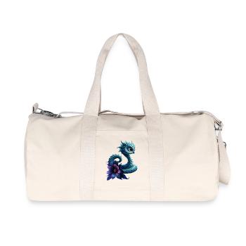Dragon bleu à fleur violette - Sac de sport en toile recyclée Stanley/Stella - blanc naturel - Devant