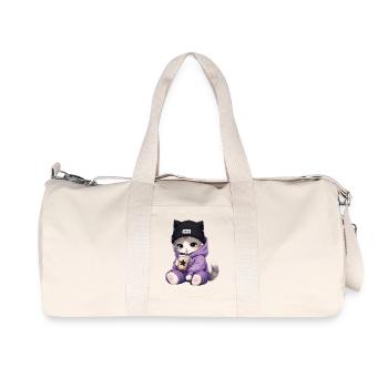 Lila Kätzchen-Bubble-Drink - Recycelte Canvas-Sporttasche von Stanley/Stella - Naturweiß - Vorne