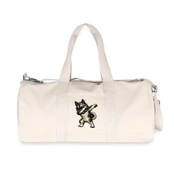 Dabbing Norwegischer Elchhund - Recycelte Canvas-Sporttasche von Stanley/Stella - Naturweiß - Vorne
