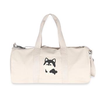 Kawaii Husky-Welpen-Illustration - Recycelte Canvas-Sporttasche von Stanley/Stella - Naturweiß - Vorne