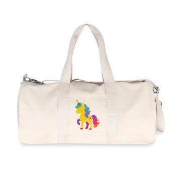 Regenbogen Einhorn Cartoon Design - Recycelte Canvas-Sporttasche von Stanley/Stella - Naturweiß - Vorne