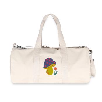 Farbenfroher Pilz mit Blütenakzent - Recycelte Canvas-Sporttasche von Stanley/Stella - Naturweiß - Vorne