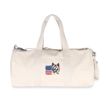 American Akita US Amerika Fahne Hunde Wilsigns - Recycelte Canvas-Sporttasche von Stanley/Stella - Naturweiß - Vorne