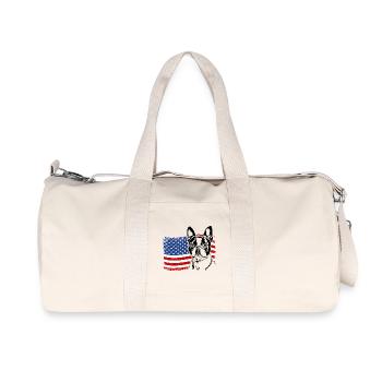 Boston Terrier US Amérique Drapeau Chiens Wilsigns - Sac de sport en toile recyclée Stanley/Stella - blanc naturel - Devant