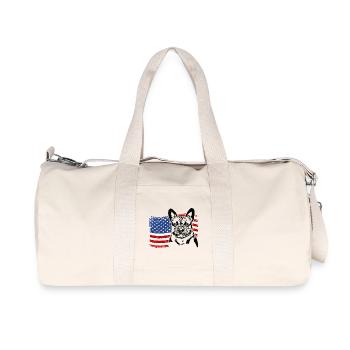 Bouledogue français Drapeau américain Wilsigns - Sac de sport en toile recyclée Stanley/Stella - blanc naturel - Devant