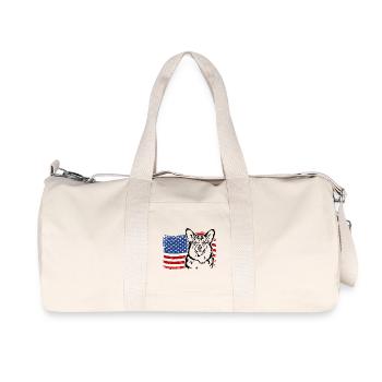 Corgi US America Flag Dogs Dog Wilsigns - Recycled Canvas Sports Bag by Stanley/Stella - natural - Front