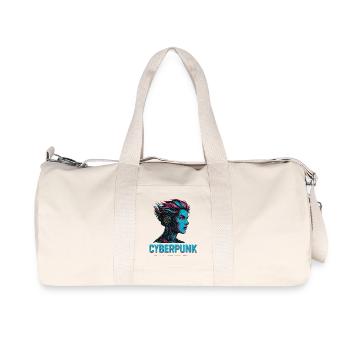 Cyberpunk Frauen Porträt mit Neonfarben - Recycelte Canvas-Sporttasche von Stanley/Stella - Naturweiß - Vorne