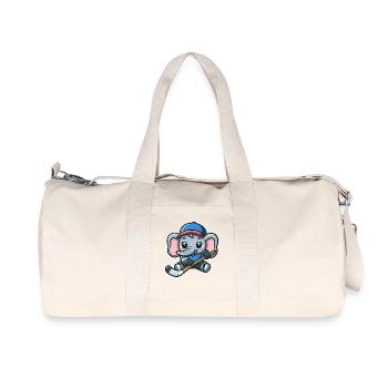 Cute Elephant Ice Hockey Comic Design - Recycled Canvas Sports Bag by Stanley/Stella - natural - Front