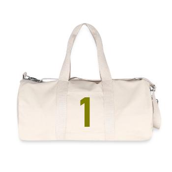 1. 1 Jahr. 1. JUBILÄUM. 1-JÄHRIGES JUBILÄUM - Recycelte Canvas-Sporttasche von Stanley/Stella - Naturweiß - Vorne