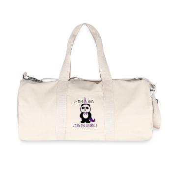 je m'en fous je suis une licorne,panda - Sac de sport en toile recyclée Stanley/Stella - blanc naturel - Devant