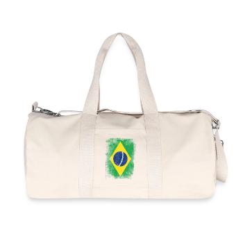 Brasilien-Flagge Proud Brazilian Vintage Distressed - Recycelte Canvas-Sporttasche von Stanley/Stella - Naturweiß - Vorne