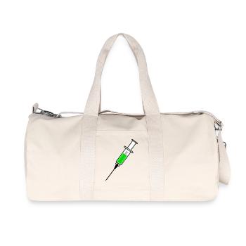Seringue de vaccination avec un médicament liquide vert et - Sac de sport en toile recyclée Stanley/Stella - blanc naturel - Devant