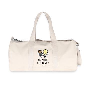 Stay positive funny electrician optimist pun - Recycled Canvas Sports Bag by Stanley/Stella - natural - Front