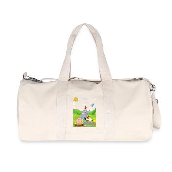 Défilé d’animaux fantaisiste dans des pastels vibrants - Sac de sport en toile recyclée Stanley/Stella - blanc naturel - Devant