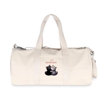 2 schwarze und graue Katzen Ich liebe dich - Recycelte Canvas-Sporttasche von Stanley/Stella - Naturweiß - Vorne