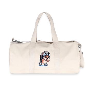 Speedy Hedgehog: Rollschuh-Champion - Recycelte Canvas-Sporttasche von Stanley/Stella - Naturweiß - Vorne